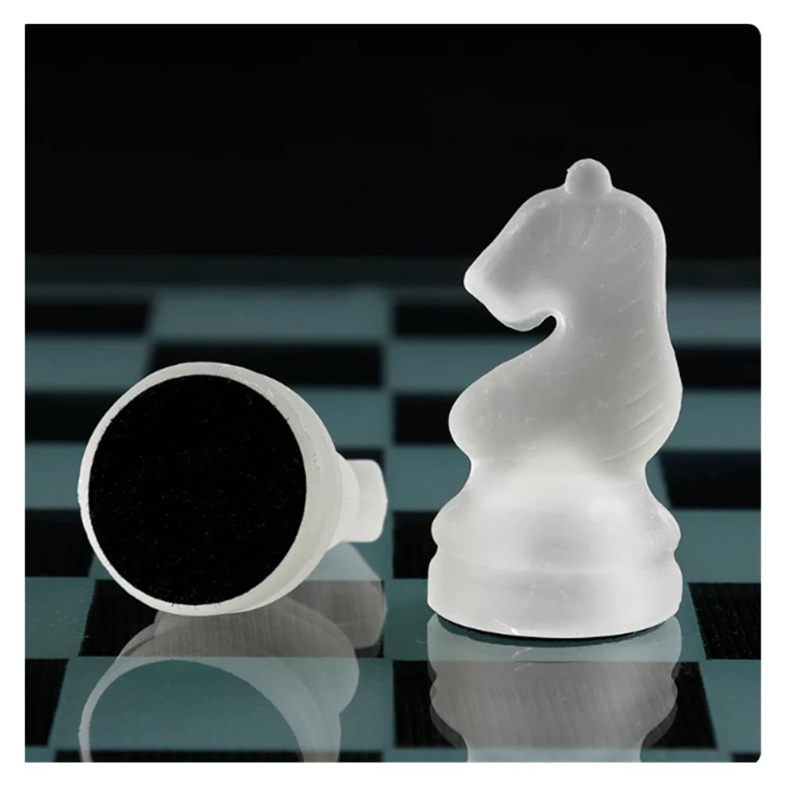 Set di scacchi in vetro con scacchi trasparenti e satinati | Scacchiera in vetro temperato con pezzi, regalo for giochi da tavolo di strategia da tavolo di lusso