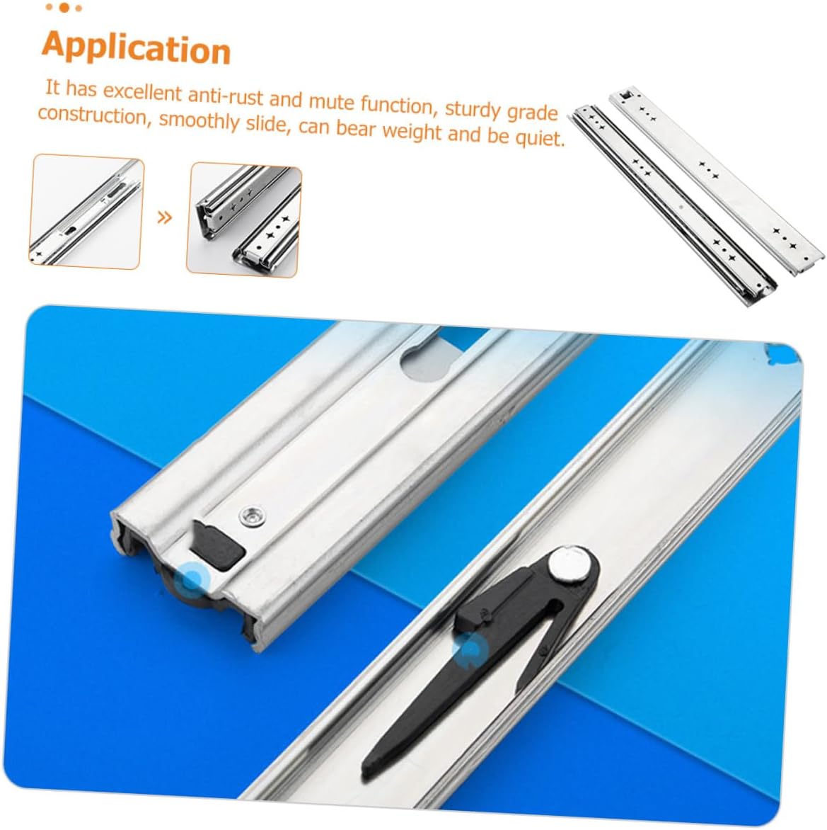 LIFKOME 2pcs Heavy Duty Self-Locking Drawer Slides Full Extension Telescopic Metal Rails with Ball Bearings Smooth Silent Sliding for Cabinet and Furniture Replacement