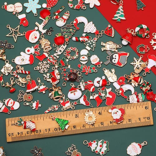 Sannix 110Pcs Christmas Gold Enamel Charms Diy Jewelry Making Charms Pendant For Bracelet Necklace Earring Craft Supplies #TOP2