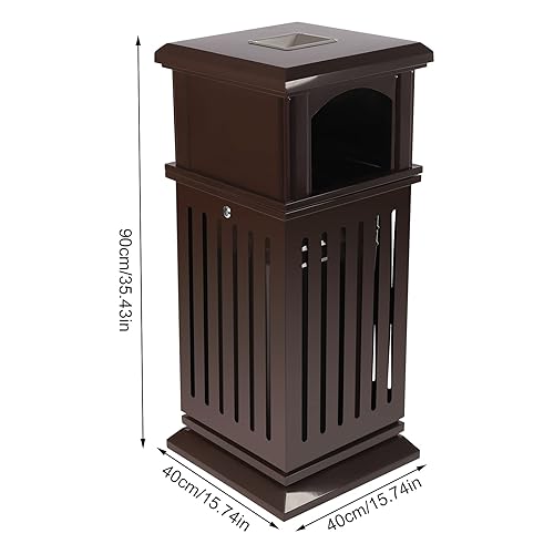 Miniatura 7 de Bote de basura al aire libre con tapa de bloqueo, parte superior abierta en el interior, bandeja superior al aire libre, recinto de basura comercial