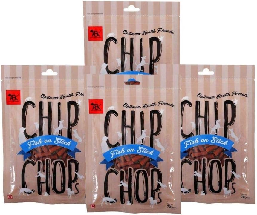 Chip Chops Dog Treats - Fish On Stick 280G - Pack of 4 (70 G Each)