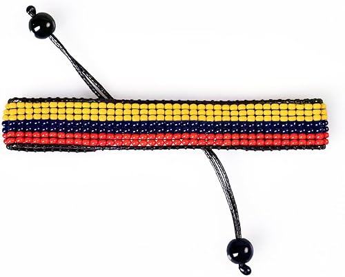 Miniatura 4 de Colombia Flag Bracelet Handmade Bracelet,Adjustable Beaded Boho-Style Rope Bangle with Patriotic Design