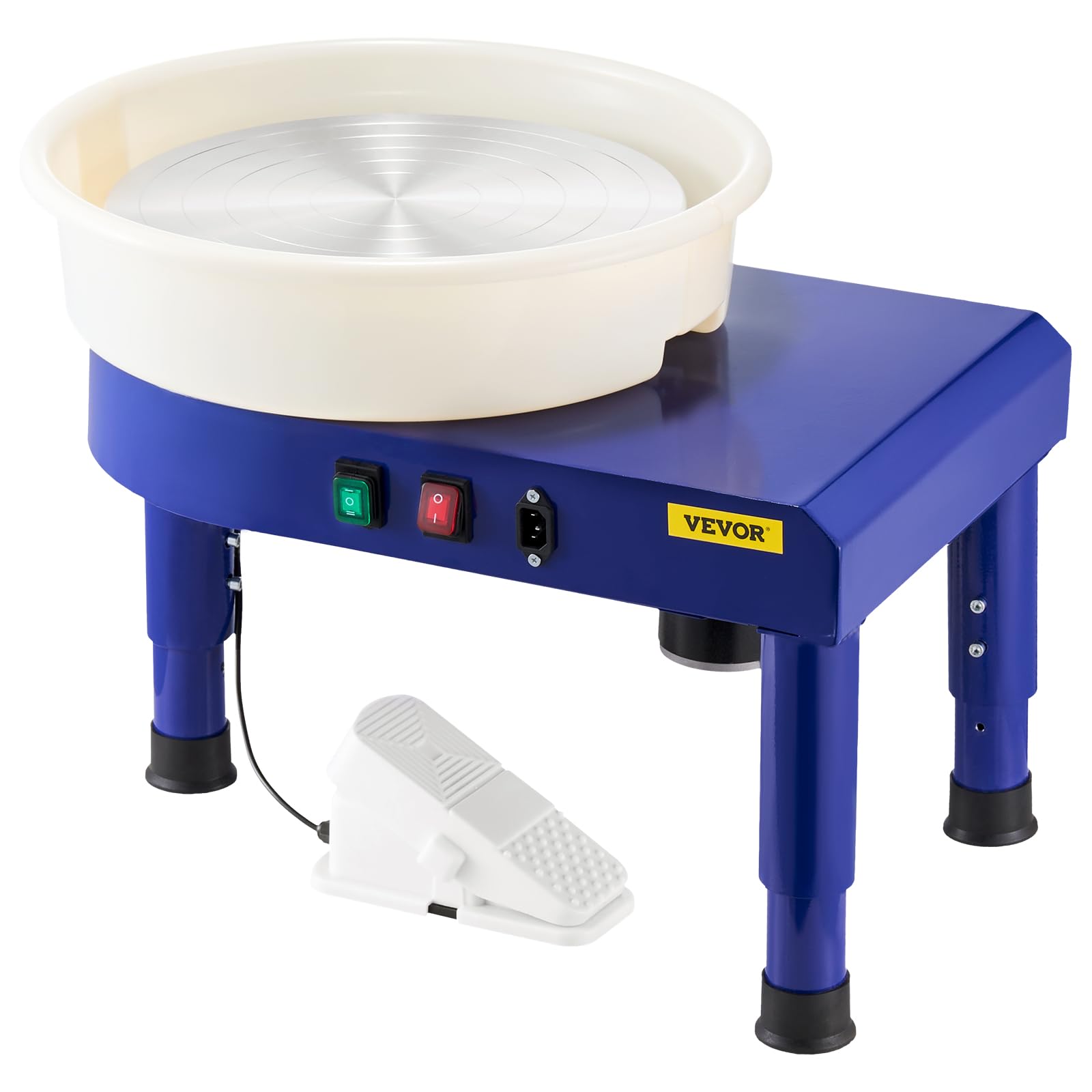 VEVOR Tour de Potier de 35 cm, Roue de Poterie Vitesse Réglable 60-300 TR/Min, avec Bassin Amovible, Pied de Levage Réglable, et Kit d’Accessoires Complet pour Artisanat, Bricolage à Domicile, Bleu