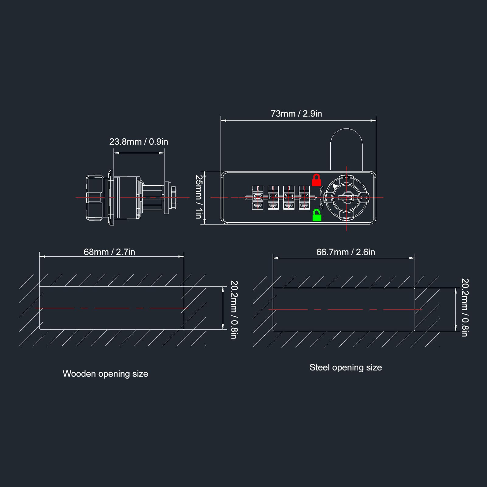 Combination Cabinet Lock, 4 Digit Mechanical Dial Combination Lock, Electronic Digital Code Automatic Lock - Image 4