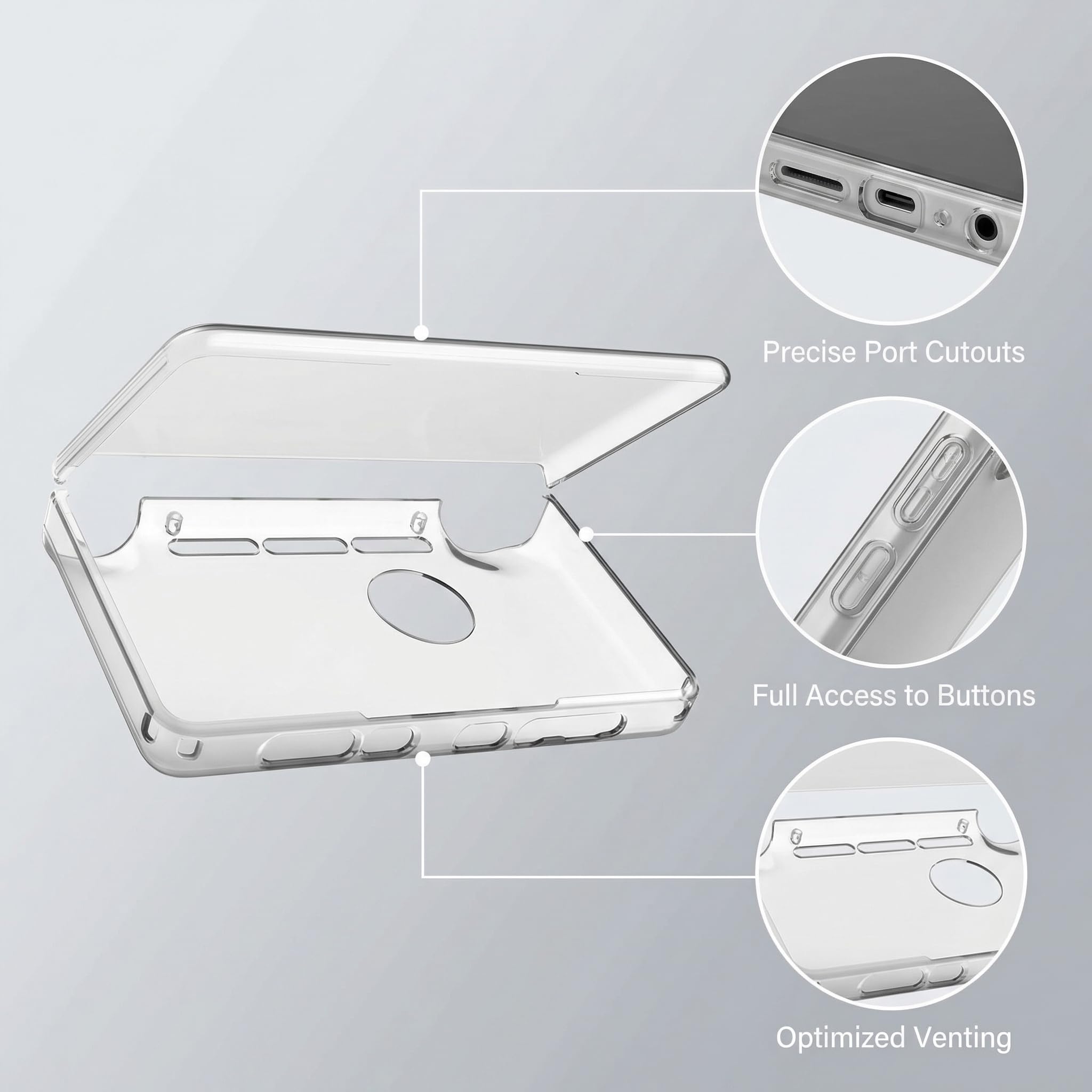 AYN-THOR Dual Screen Flip Game Console Clear TPU Protective Case for Game Console Slim Lightweight Shock Absorption Cover with Precise Holes for Ports - 3