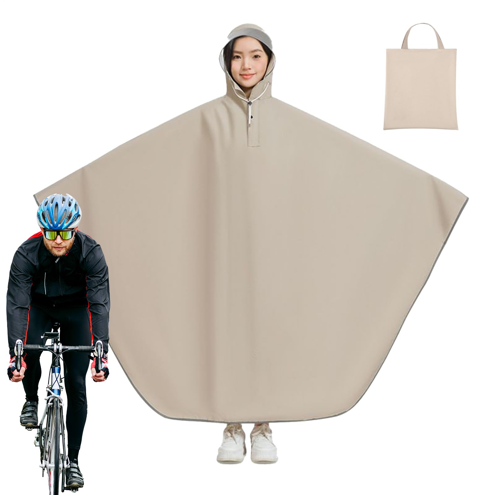 Generico Poncho imperméable, housse de pluie pour vélo | couvre-balles imperméable à capuche et bandes réfléchissantes pour randonnée, camping, voyage, cyclisme, homme, femme