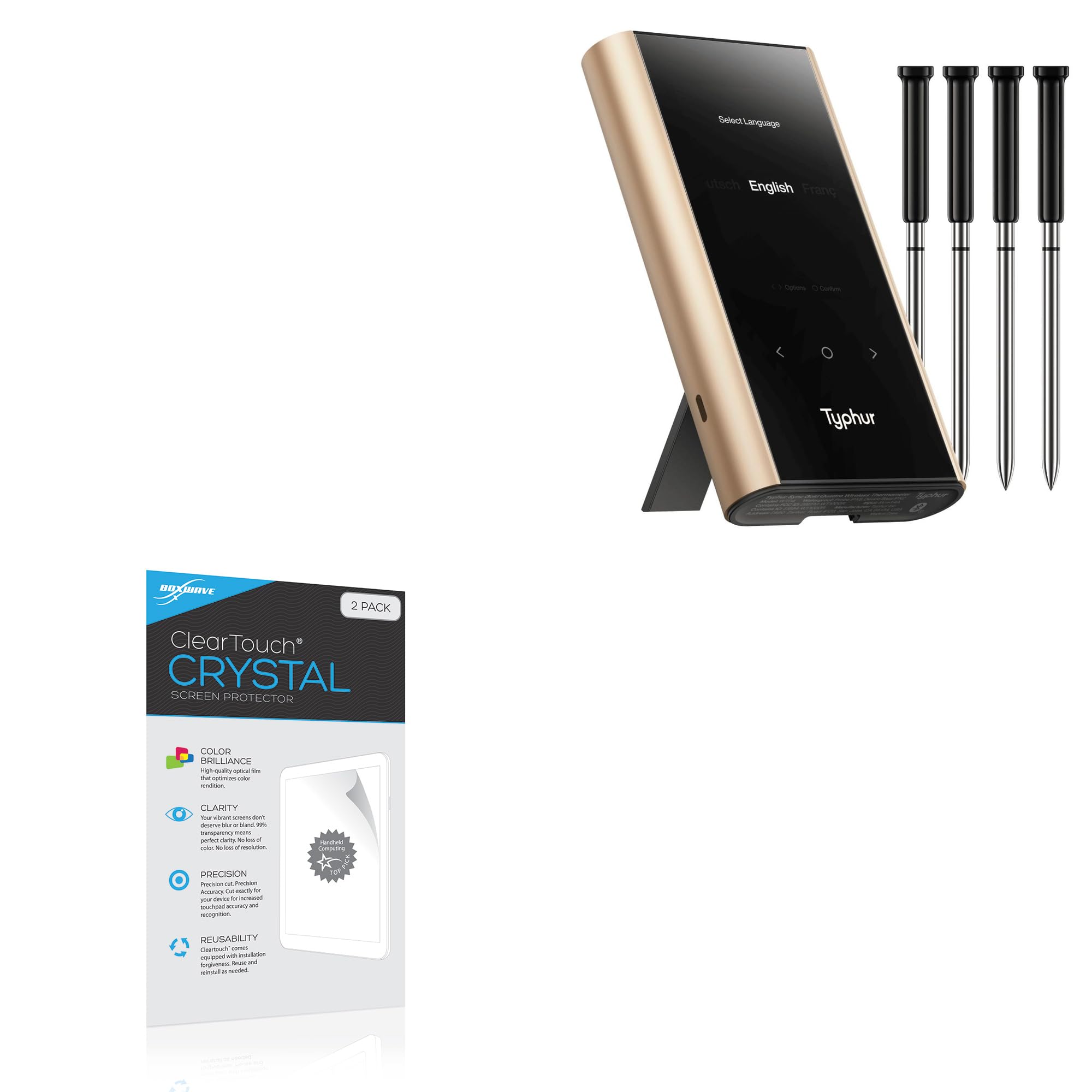 BoxWave Screen Protector Compatible with Typhur Sync Gold Quad - ClearTouch Crystal (2-Pack), HD Film Skin - Shields from Scratches