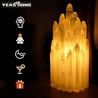Vista 8 de Handcrafted Selenite Lamp Carved, Selenite Tower,Unique Bedside Lamp Night Light, Happy Light,Salt Lamp,Dimmable Unique Table Lamps for Bedroom,White