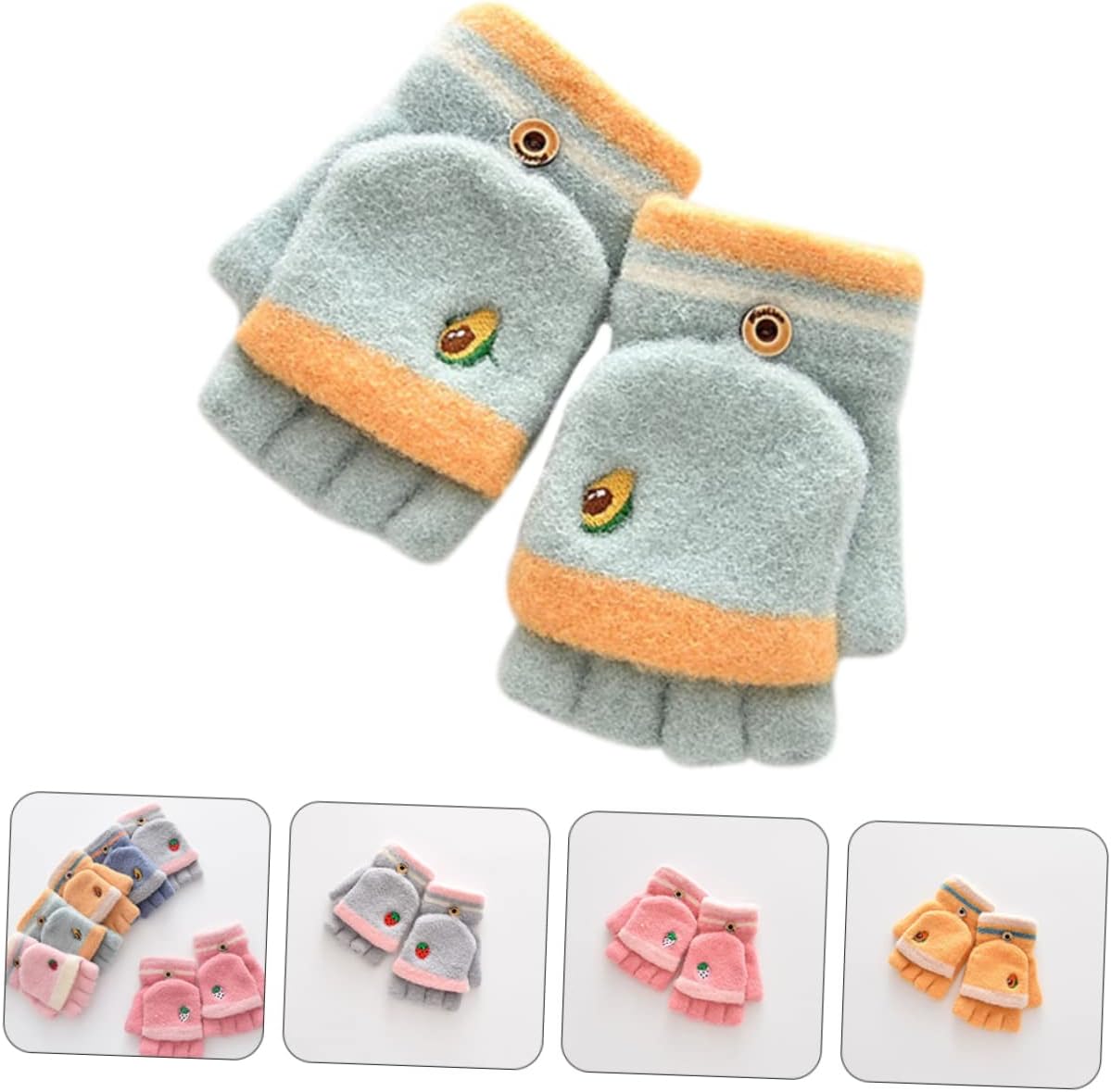 Boy Girl's Warm Mittens Cartoon Embroidered Gloves Boys and Girls Winter Gloves Style
