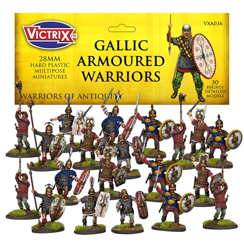 Guerriers gaulois blindés miniatures de haute précision 28 mm avec lances et bijoux