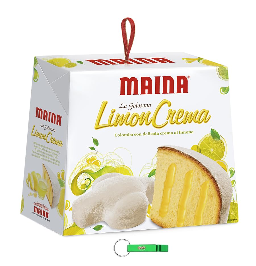 1x Maina Colomba LimonCrema Osterkuchen gefüllt mit Zarter Zitronencreme 750g Oster-taube der italienischen Tradition + Beni Culinari Kostenloser Schlüsselanhänger