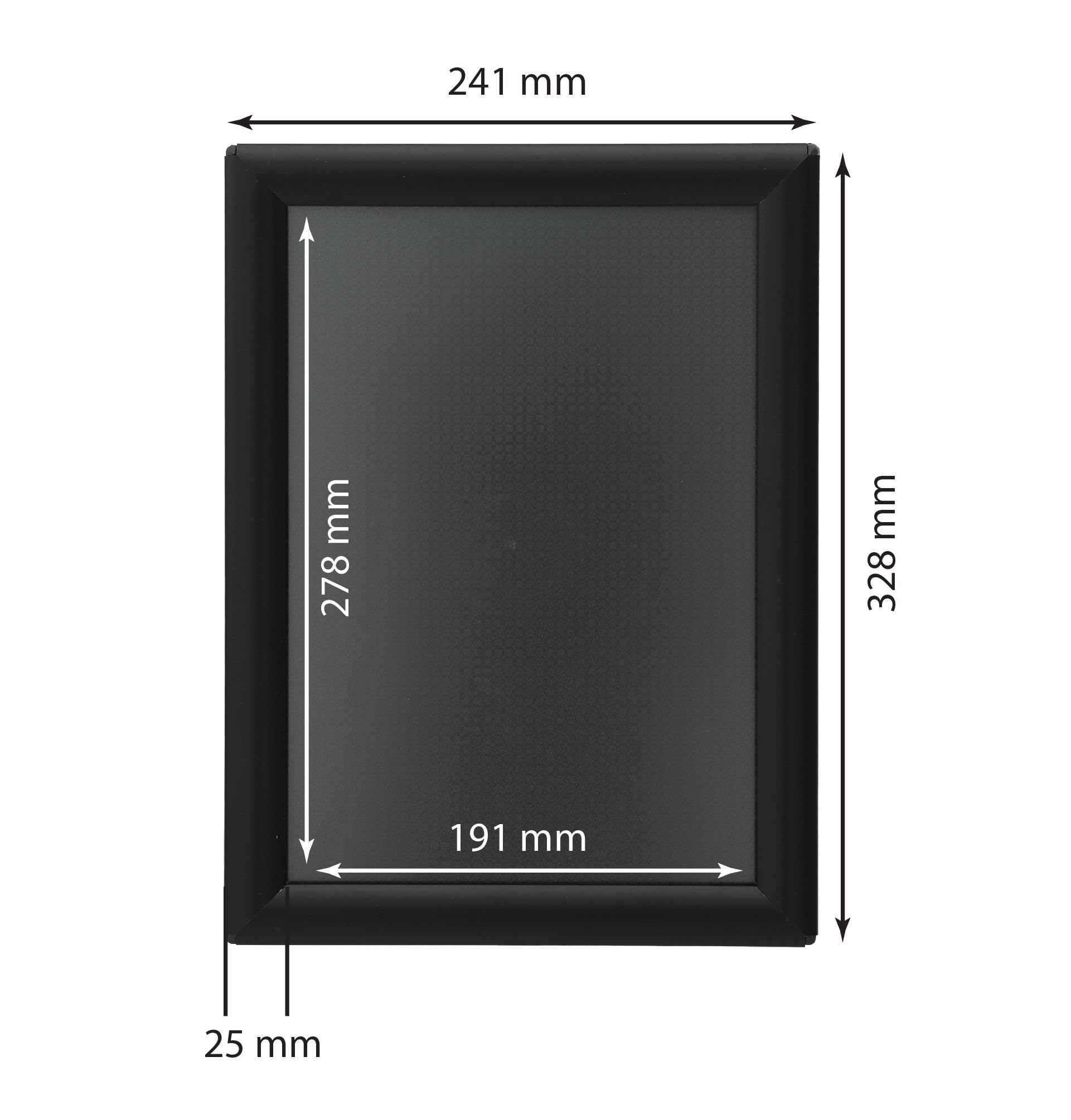 Lot de 5 cadres clipsables A4 noirs | Profil 25 mm | Cadres pour affiches, posters et photos | Pack économique, pratique et facile à installer