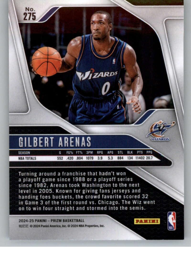 Amazon.com: 2024-25 Panini Prizm #275 Gilbert Arenas Legend