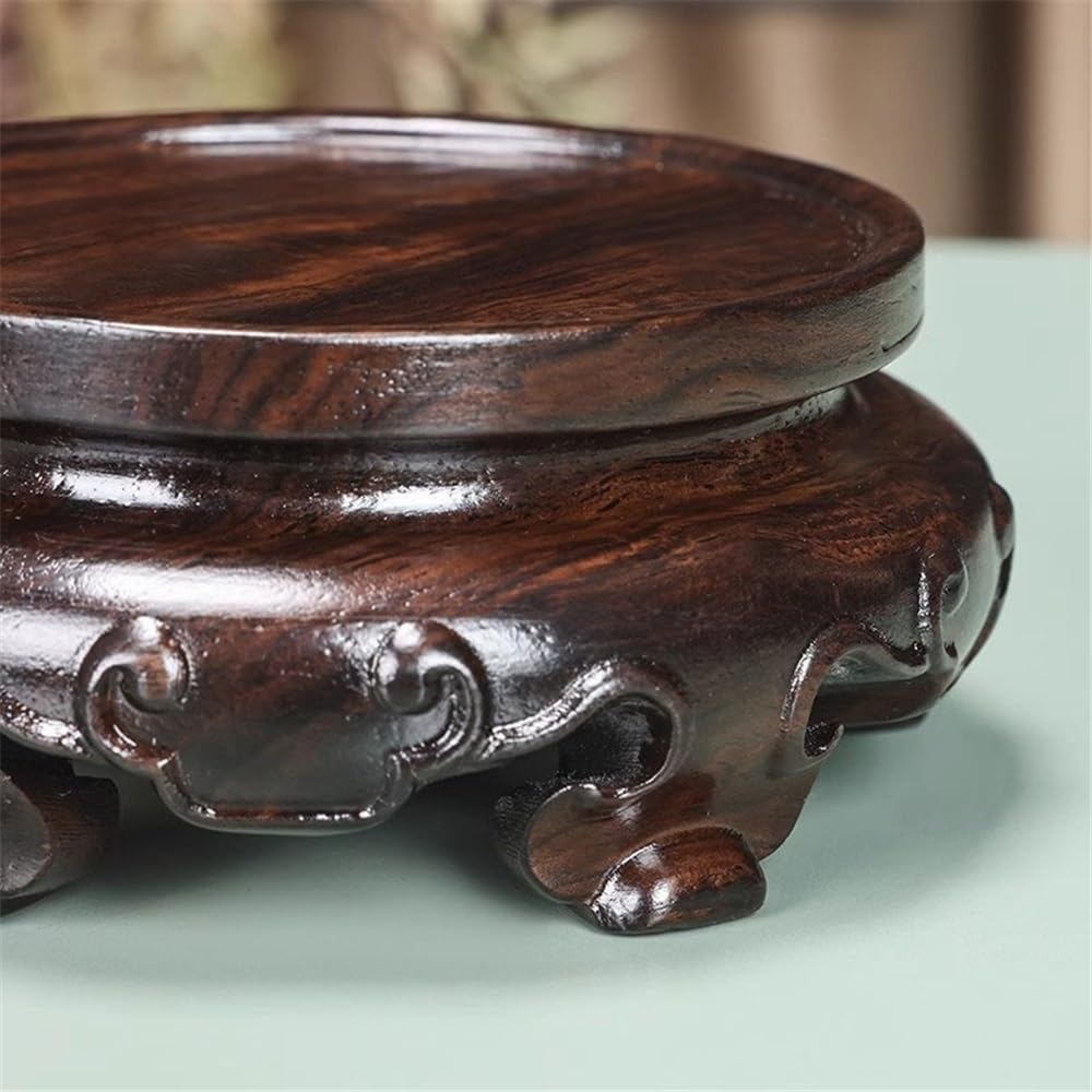 Stojak ekspozycyjny Ebony Carving Okrągły Bonsai Podstawa, Wazon Akwarium Czajnik Stojak Wystawowy Stojak na rośliny(Duży)