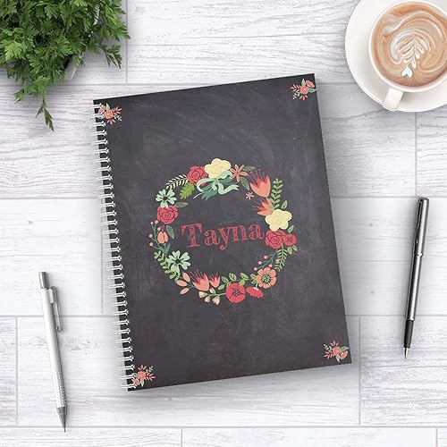 Miniatura 5 de Cuaderno personalizado de corona floral de tapa dura, acabado mate satinado, 120 páginas del papel seleccionado, coloque espiral plana de alambre.