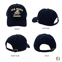 Vista 3 de Desert Cactus United States Navy Baseball Hat US Seabees Brimmed Embroidered Cap Adjustable Cloth Strap Adult (Style A)