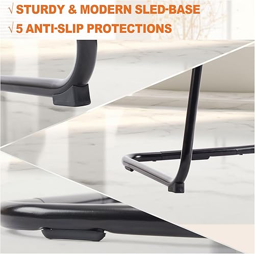 Miniatura 7 de Sweetcrispy Juego de 2 sillas de escritorio de oficina, sin ruedas, de malla no enrollable, respaldo medio, para computadora, con soporte lumbar