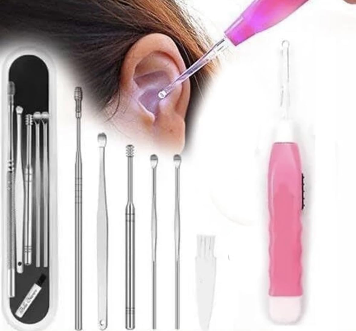 COMBO Ear Cleaning Kit Combo with LED Flash Light Ear Cleaner & Stainless Steel Ear Pick Set | Safe & Hygienic Ear Wax Removal Tool-picture-11