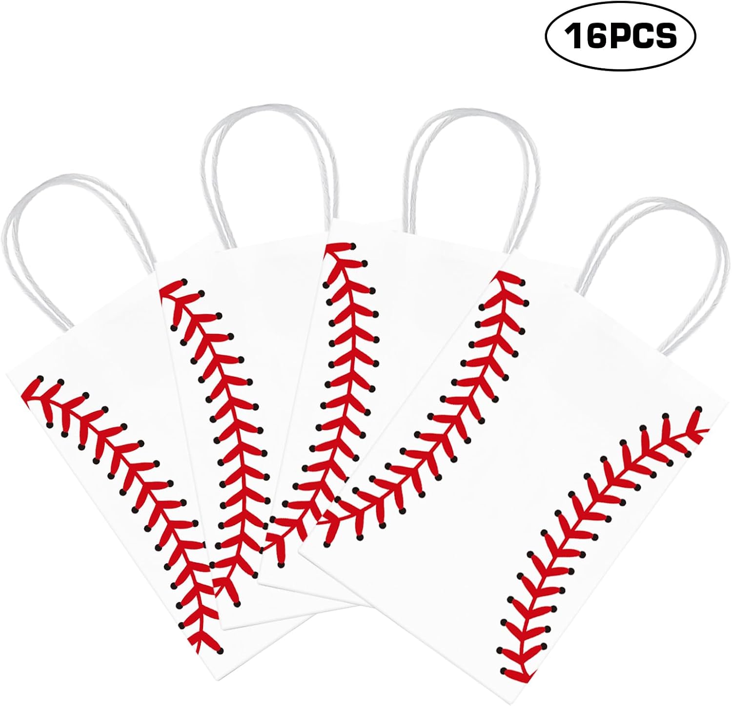 16 PCS Baseball Party Decorations with Handle Baseball Paper Bags Baseball Treat Snacks Bags Baseball Gift Bags Baseball Theme Party Decorations Baseball Party Bags for Kids Birthday Party Supplies