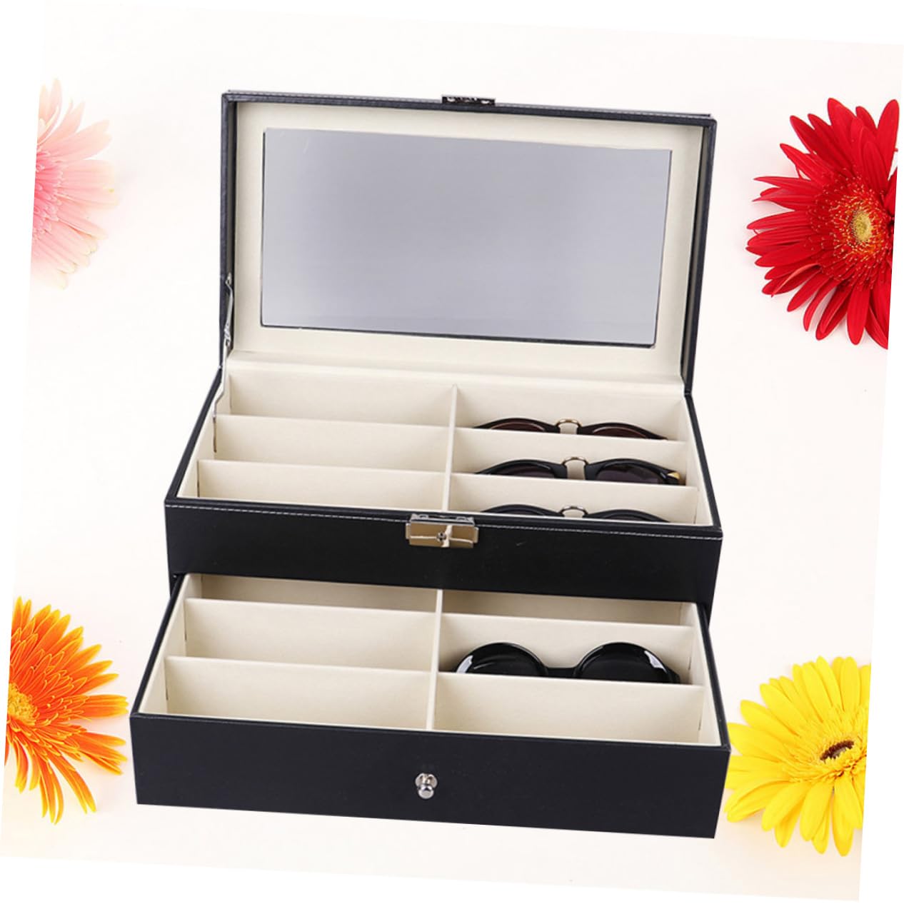 COLLBATH Estuche para Gafas De Doble Organizador De Gafas con Compartimentos Caja para Guardar Hogar Tienda o Comercial