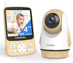 HelloBaby 4" IPS Video Baby Monitor with Camera - No WiFi, 26Hrs Battery, Night Vision, 2-Way Audio, Remote PTZ & Temp Sensor, 1000ft Range for Cribs/Nursery/Pets/Travel asin的图片