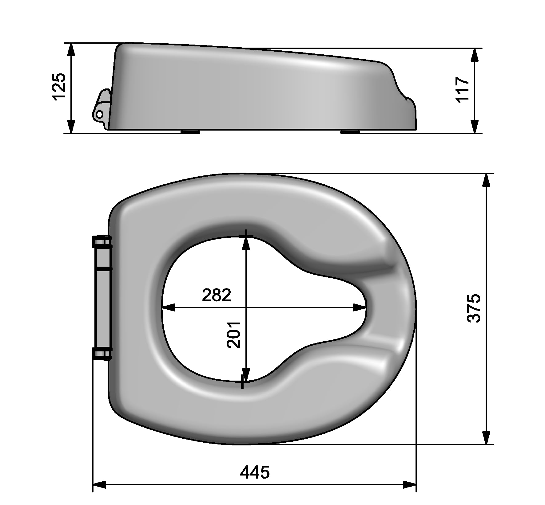 HYTO Toilettensitzerhöhung 12 cm mit stabilem Scharnier aus Edelstahl und Deckel, WC Sitzerhöhung für Senioren, Hoher Toilettensitz 12 cm, Sitzbrett für Senioren, Weiß | Stabiles Scharnier aus Edelstahl, Für Senioren, Hoher Toilettensitz