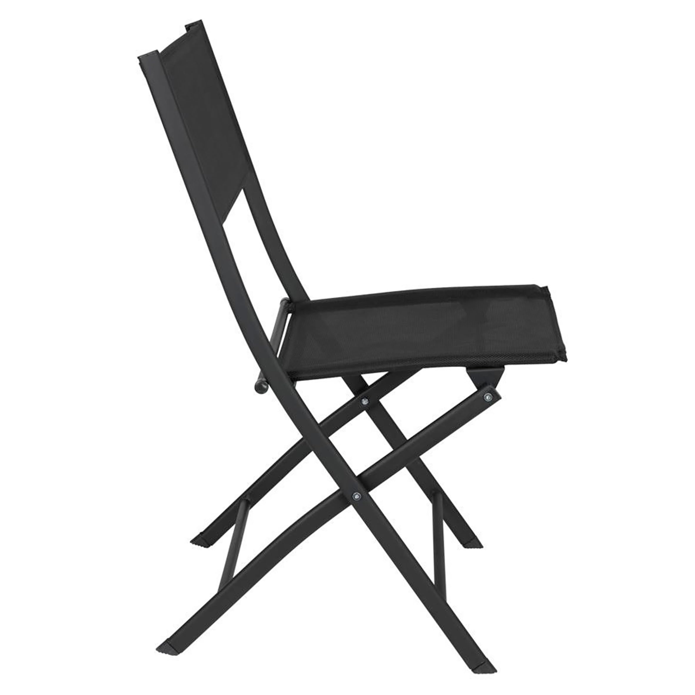 Spetebo Chaise de Jardin Pliante pour Balcon et Terrasse - Noire - 83 x 55 cm - En Acier et Textile - Pour Camping - Toile Texteline