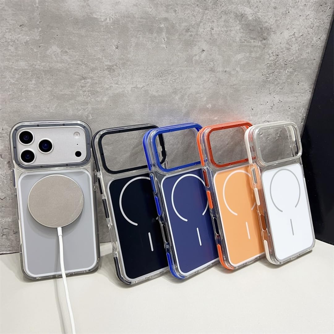 Luksusowe, dwukolorowe, przezroczyste etui z mocnym magnesem do iPhone'a 17 Pro Max Air 16 Plus 15 14 13 12 11, tylna obudowa (do iPhone'a 13/biała)