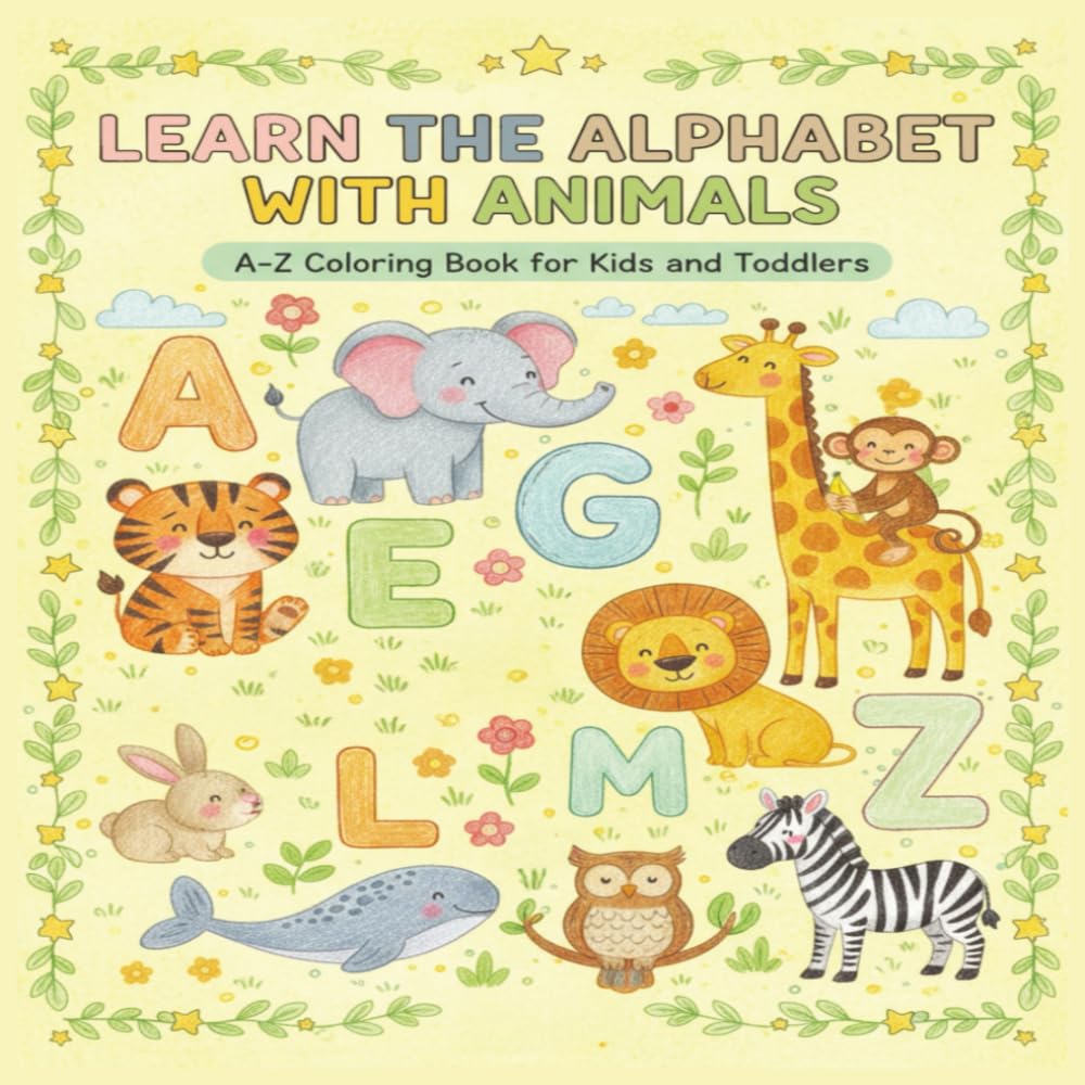 Learn The Alphabet With Animals: A-Z Coloring Book for Kids and Toddlers