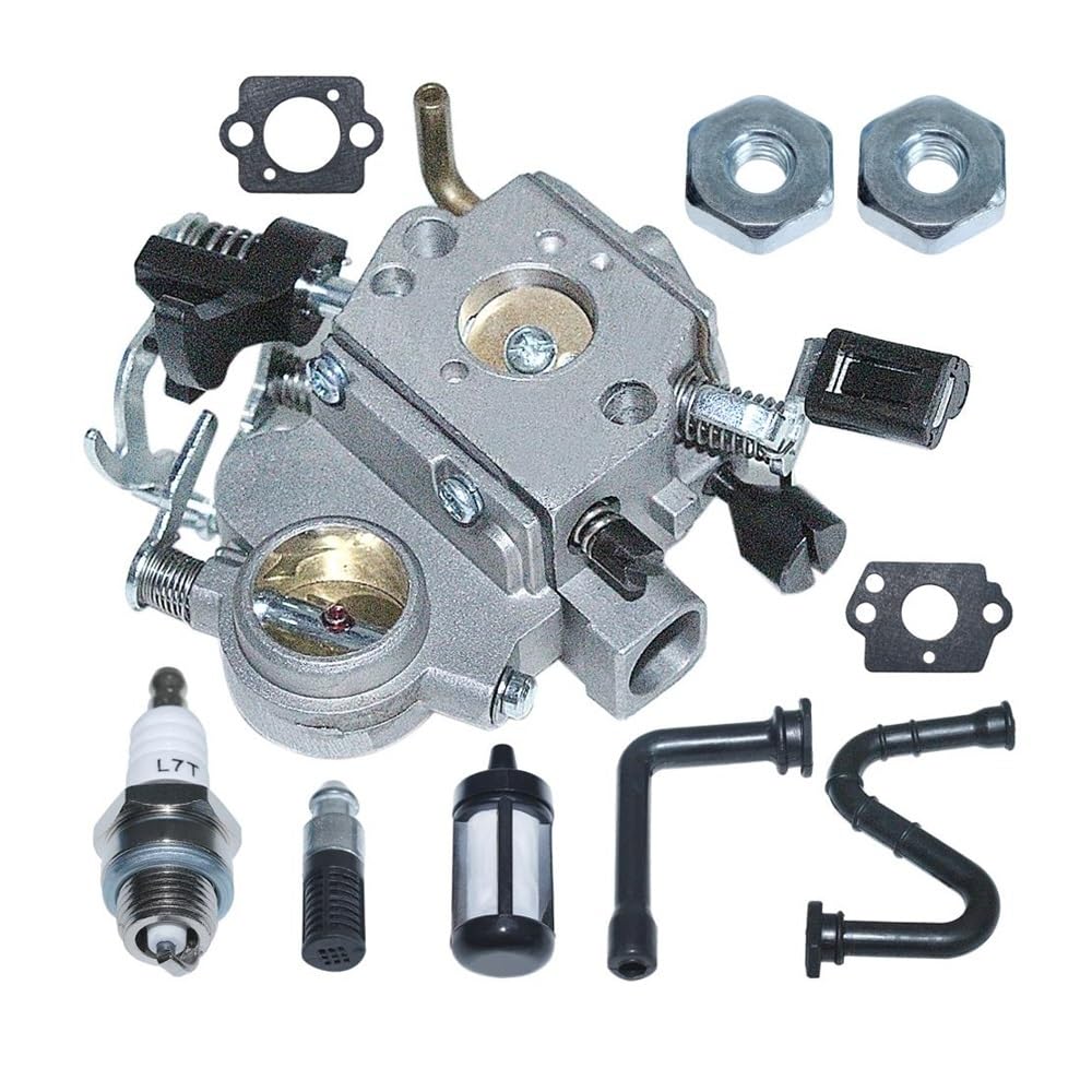 Herramientas de jardín Kit de carburador, Filtro de Combustible, Manguera, bujía y Tuerca for Motosierra MS362 MS362C (reemplazo WTE-8-1 1140-120-0600)