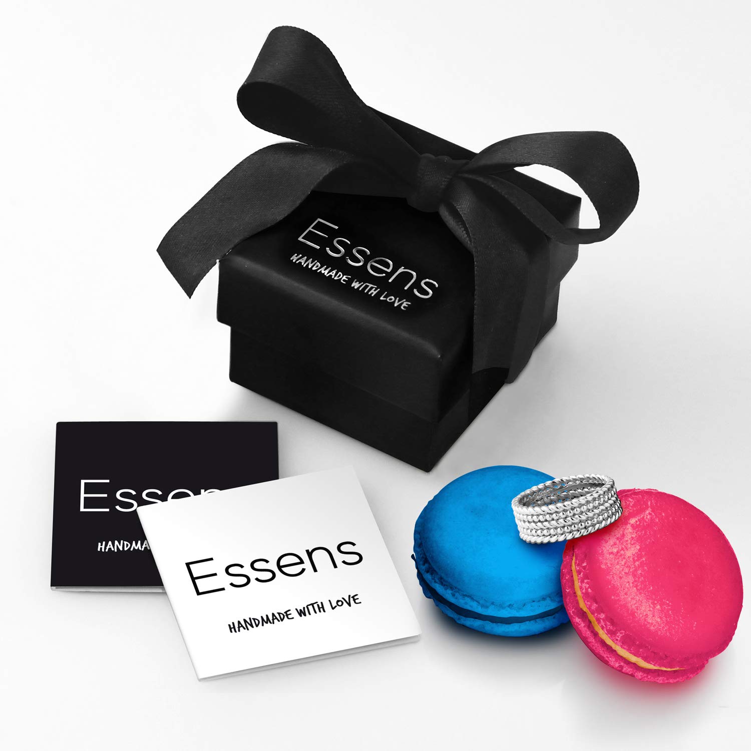 Essens - Bague SAPHIR Princess Diana - Collection SO CLASSIC Taille Ajustable - Saphir de Synthèse, Oxydes de Zirconium et Argent 925 - Bijou Femme