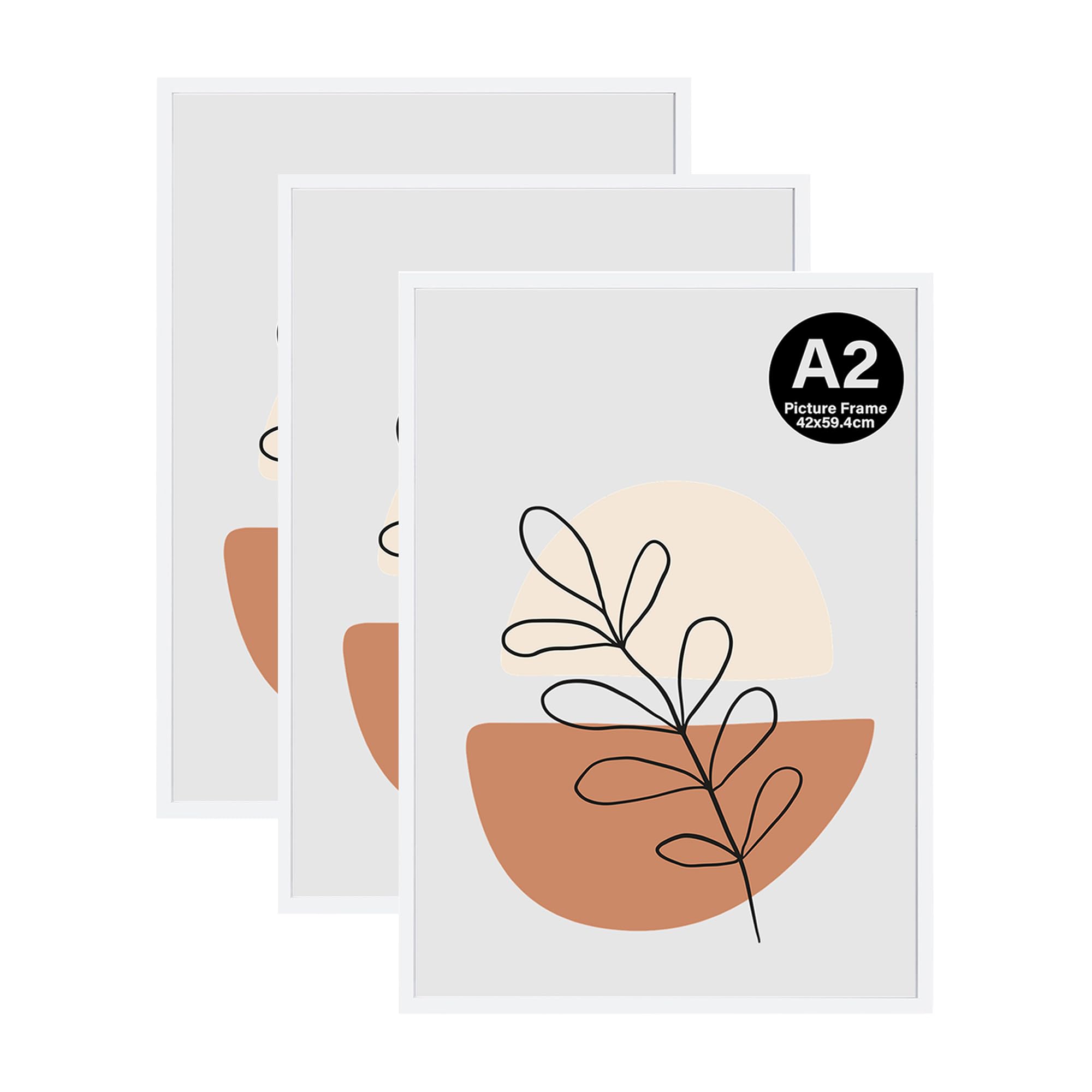 KAIWIN A2 Picture Frame, 3 Pack White Photo Frame, A2 Poster Frame (59.4x42cm), Wooden Photo Frame Used for Photos, Pictures, Posters,Puzzles — image 1