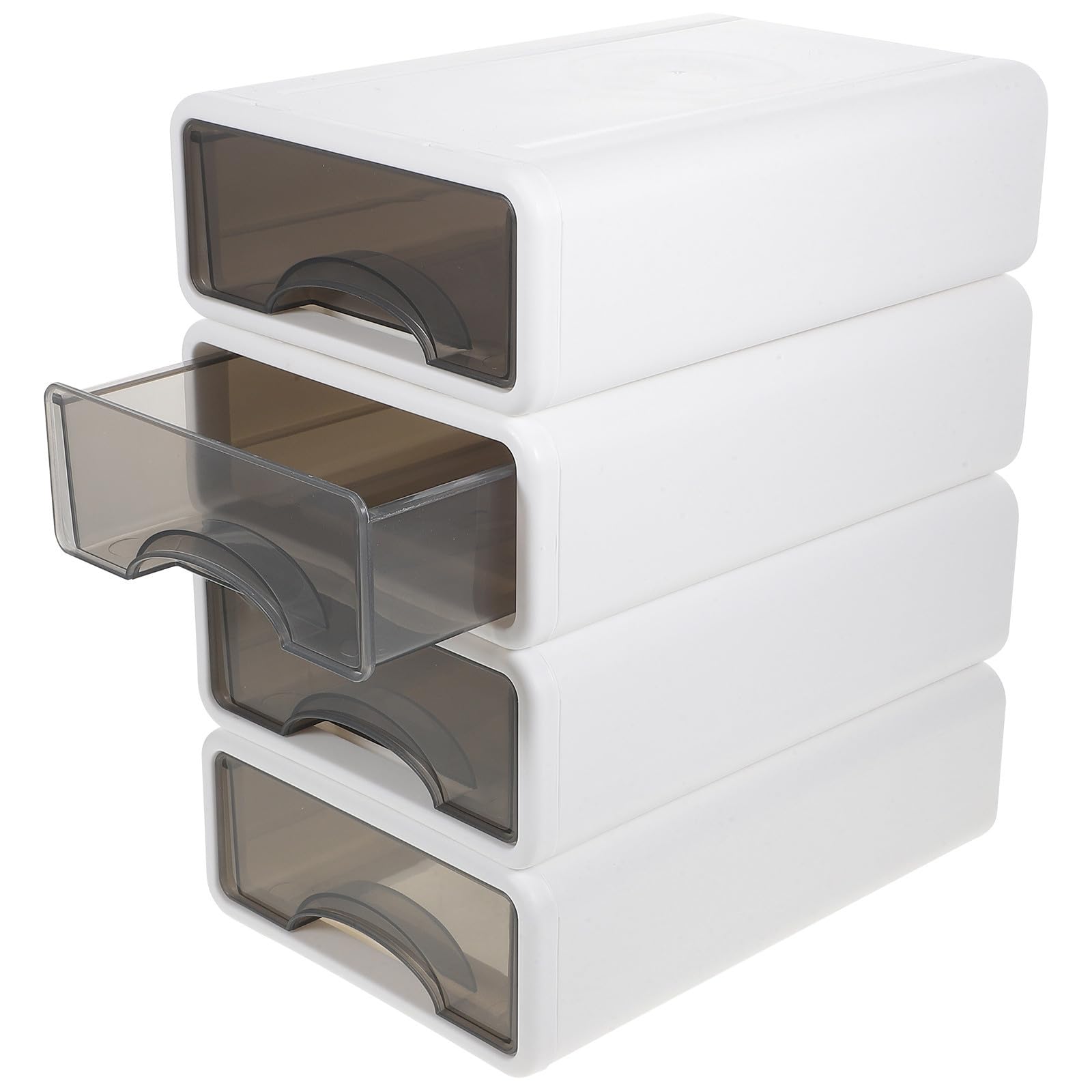 FRCOLOR 4 Cajas Organizadoras para Oficina y Escuela Tipo Cajón de Plástico Pp Blanco Diseño Simple Superficie Lisa y Fácil Uso para Mantener Orden