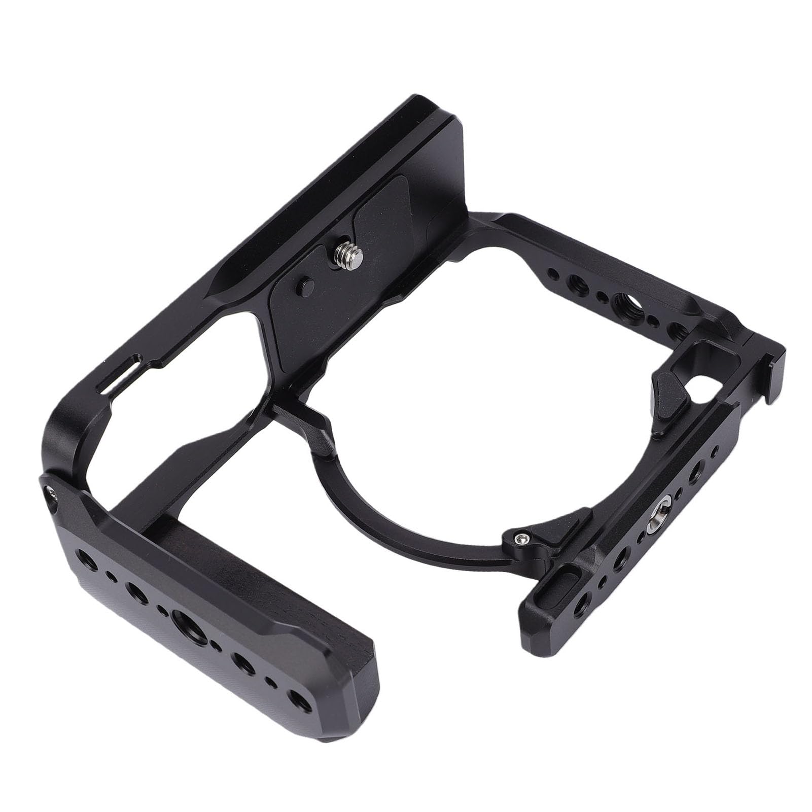 Jiawu Gabbia per Fotocamera ZR, Attrezzatura Protettiva per Produzione Video con Manico in Legno e Supporti Filettati, Realizzata in Alluminio Ad Alta Resistenza (BLACK)