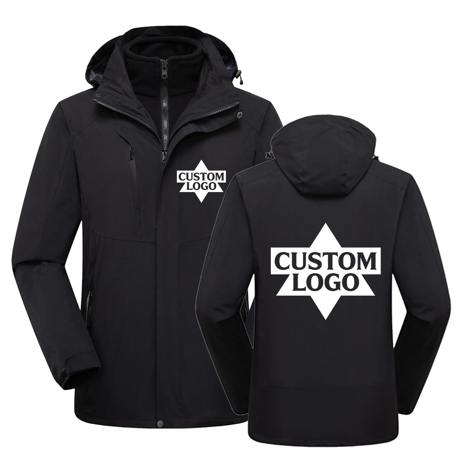 Unisex 3 w 1 niestandardowa kurtka z logo, odpinany płaszcz z podszewką polarową wiatroszczelny na co dzień
