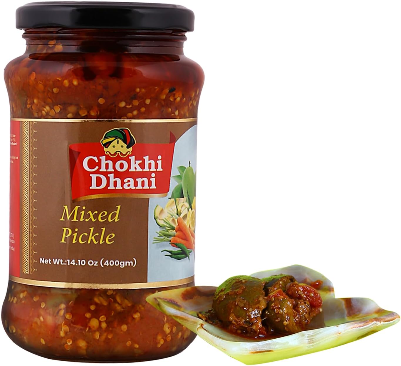 Chokhi Dhani Mixed Pickle, 400 gm | Spicy Indian Achar with Mango, Carrot, Chili & Lime | Traditional Masala Blend | No Preservatives | Homemade Taste | Pack of 1