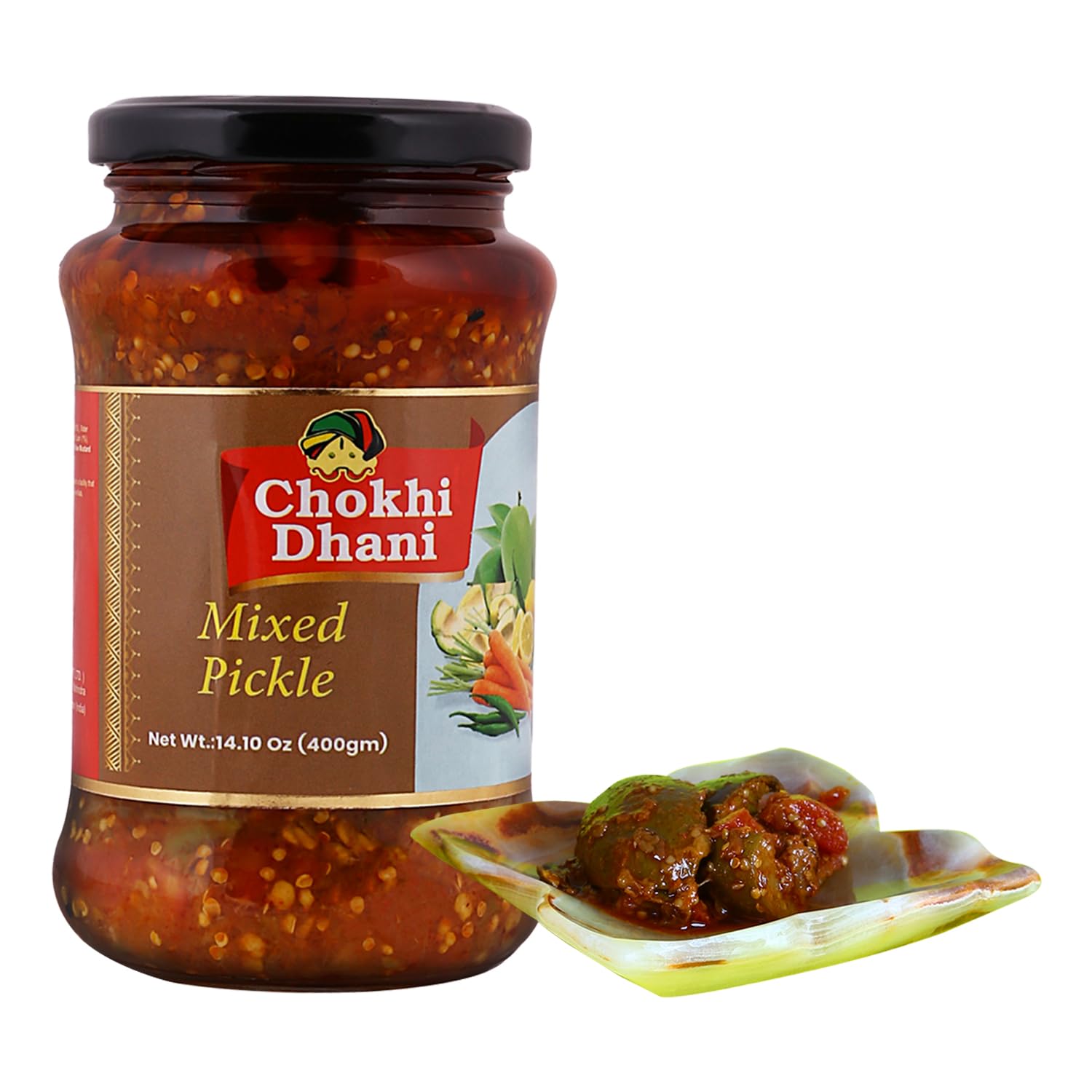 Chokhi Dhani Mixed Pickle, 400 gm | Spicy Indian Achar with Mango, Carrot, Chili & Lime | Traditional Masala Blend | No Preservatives | Homemade Taste | Pack of 1