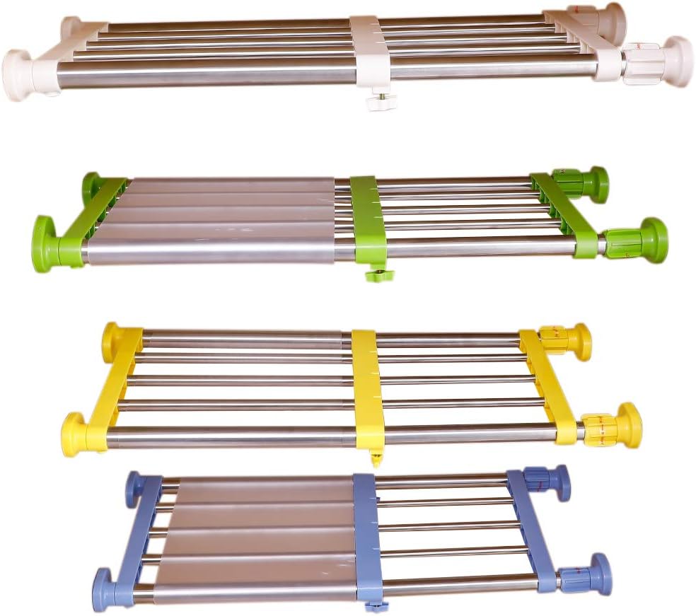 Hershii Closet Tension Shelf & Rod Expandable Metal Storage Rack Adjustable Organizer DIY Divider Separator for Cabinet Wardrobe Cupboard Kitchen Bathroom - 4 Colors