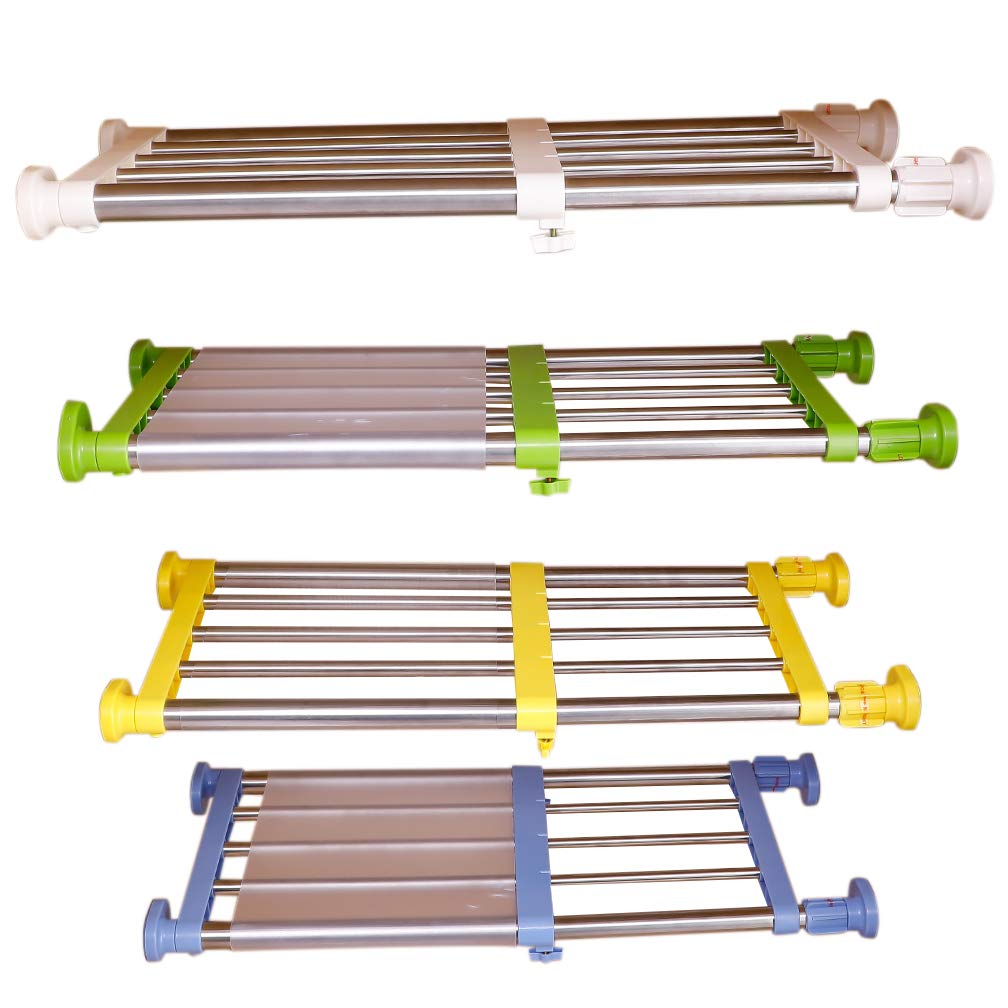 Hershii Closet Tension Shelf & Rod Expandable Metal Storage Rack Adjustable Organizer DIY Divider Separator for Cabinet Wardrobe Cupboard Kitchen Bathroom - 4 Colors