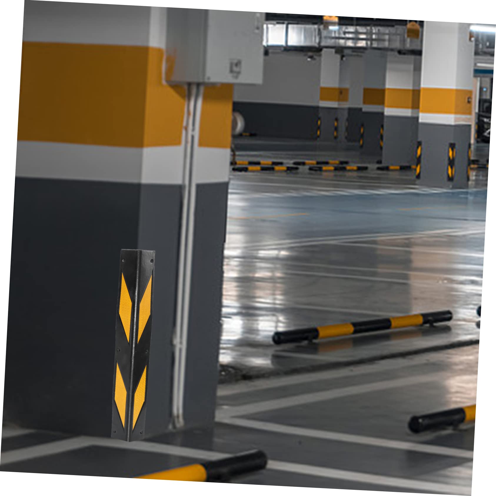 Housoutil Reflective Rubber Corner Guards 23.62 Inch Wall Edge Protectors for Parking Garages Warehouses Safety Impact Absorption - Image 3