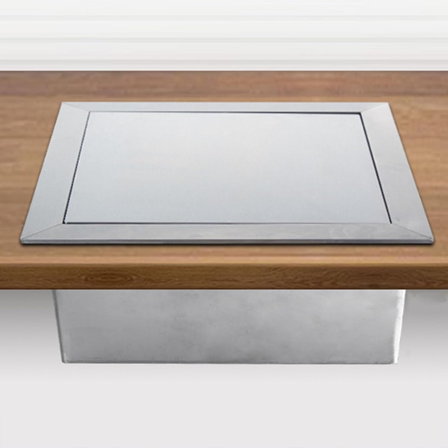 Stainless Steel 304 Trash Can Lid with Built-in Swing Top, Hidden Waste Cover for Countertop, Gold Single Lid Design, Perfect for Kitchen and Office Use,Silvery Lid,Silvery-Single lid