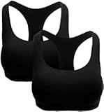 Sports Bras for Women&comma; Padded Racerback Black Workout Impact Bra for Yoga Gym