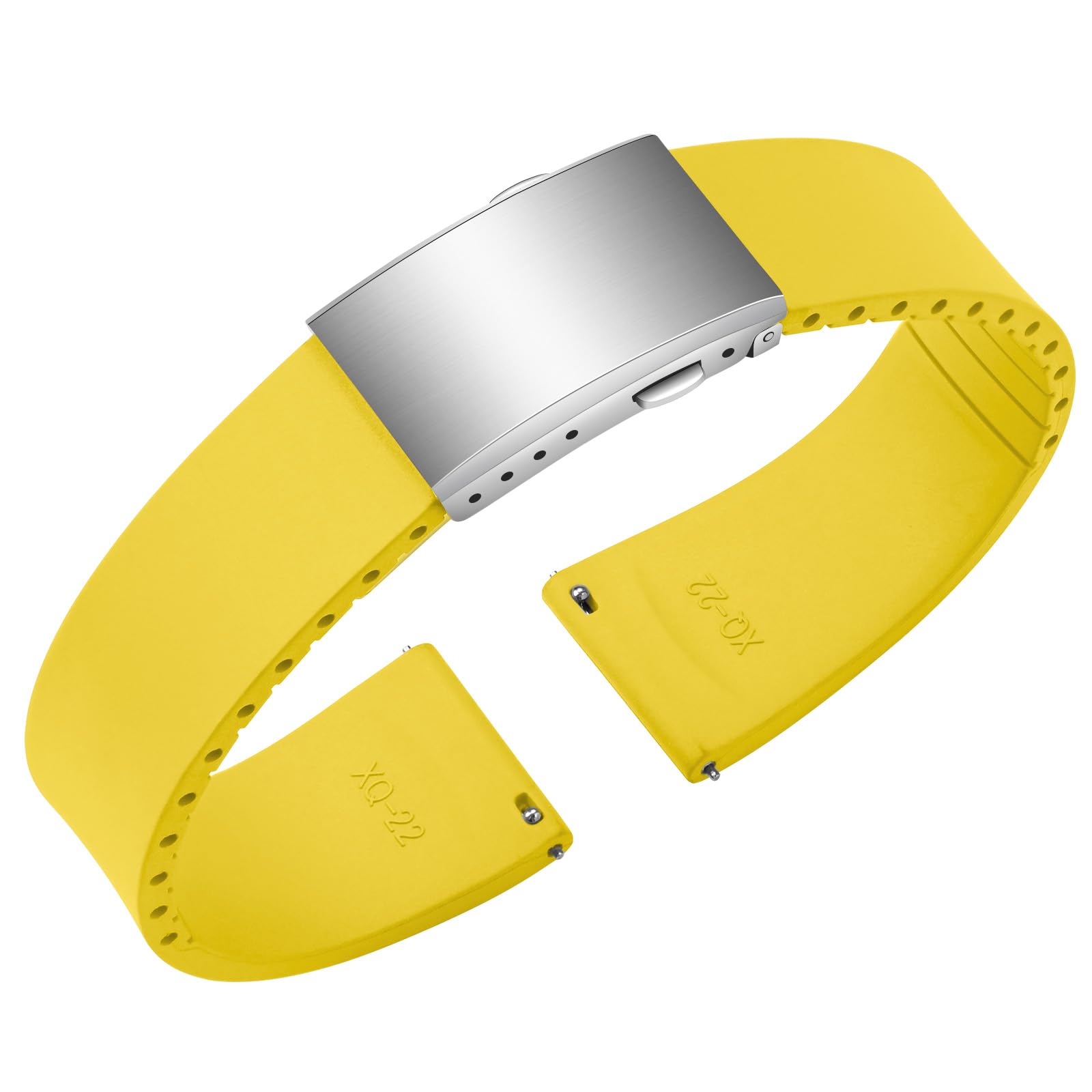 ULLCHRO Uhrenarmband aus Fluorkautschuk, FKM Kautschuk Armband mit Schnellverschluss, Edelstahl Faltschließe, Bandbreite 18mm 19mm 20mm 21mm 22mm