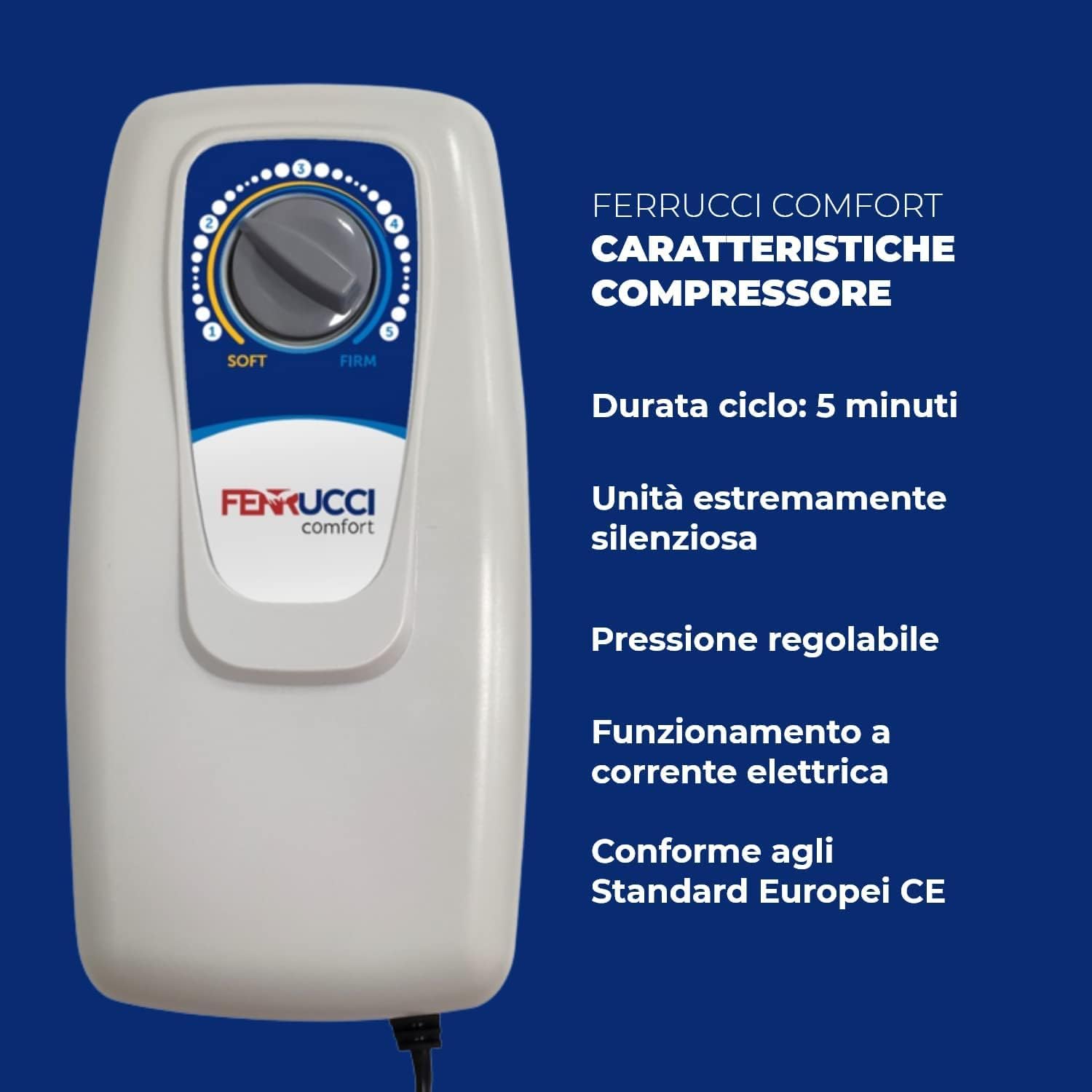 Materasso Antidecubito a Bolle con Compressore Elettrico Regolabile per Anziani e Allettati, Antipiaga, Ciclo Alternato, PVC, Dispositivo Medico Classe 1 Professionale, Pompa Inclusa, Capacità 135Kg