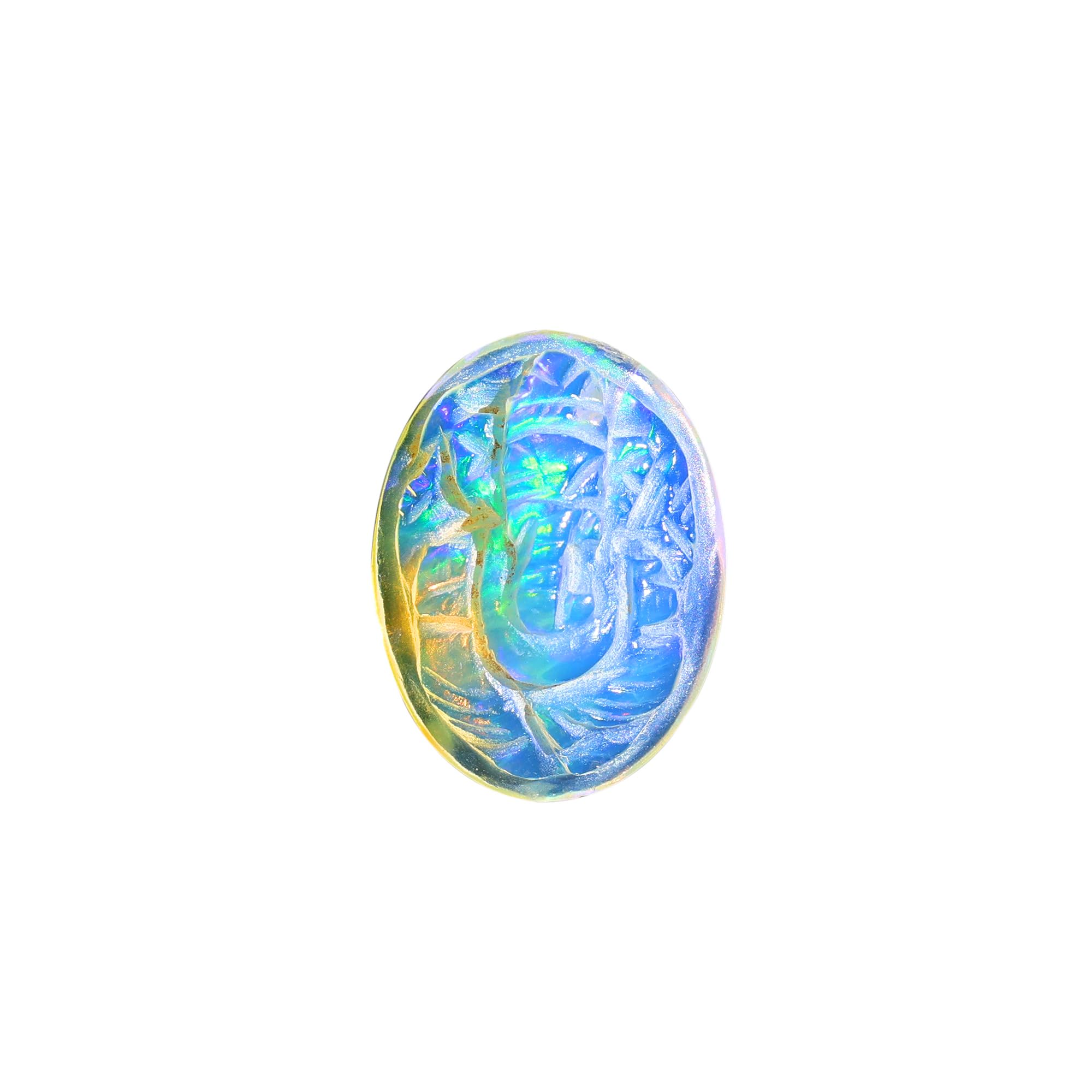 Opale de feu éthiopienne sculptée 4,45ct | Pierre AAA sans défaut de taille - 8