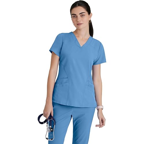 BARCO ONE Women's Pulse Scrub Top, Sporty V-Neck Medical Top w/ 4-Way Stretch & 5 Pockets
