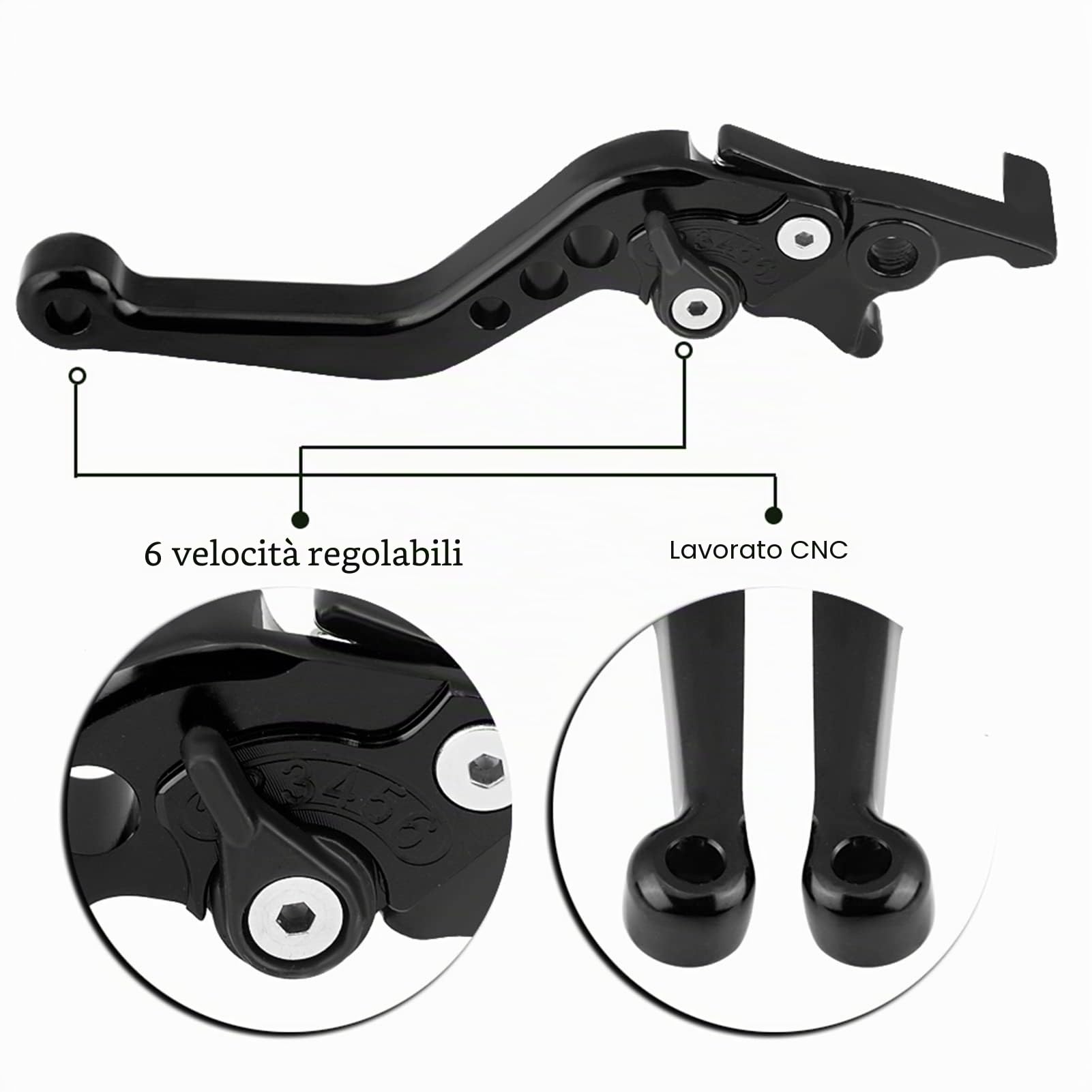 leve freno moto, 2 pezzi Leva frizione freno leva freno universale a doppio disco modificata per scooter moto da cross(Nero)