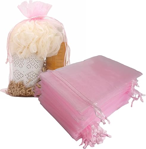 Miniatura 7 de Bolsas de regalo de organza de 5 x 7 pulgadas con cordón para joyas, dulces, juego de 50 sobres amarillos, bolsas de almacenamiento de malla de tela