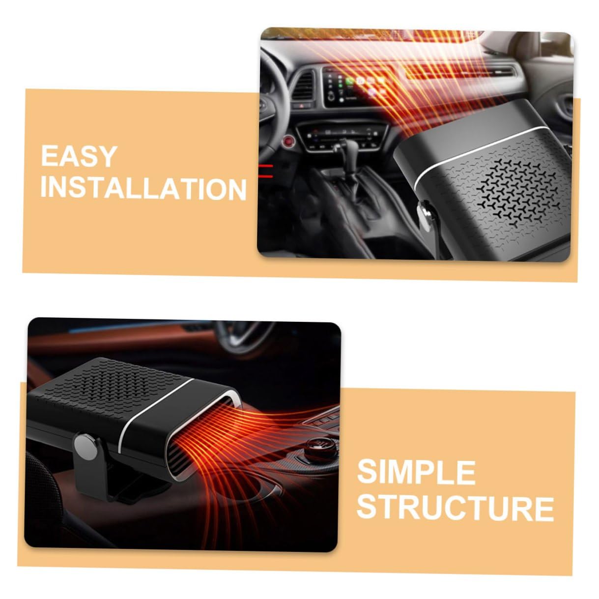 Ventilador Calefactor Portátil para Coche 12v Negro Desempañador de Parabrisas y Ventanas Calentador Portátil Antivaho para Vehículo Descongelador Rápido para Invierno