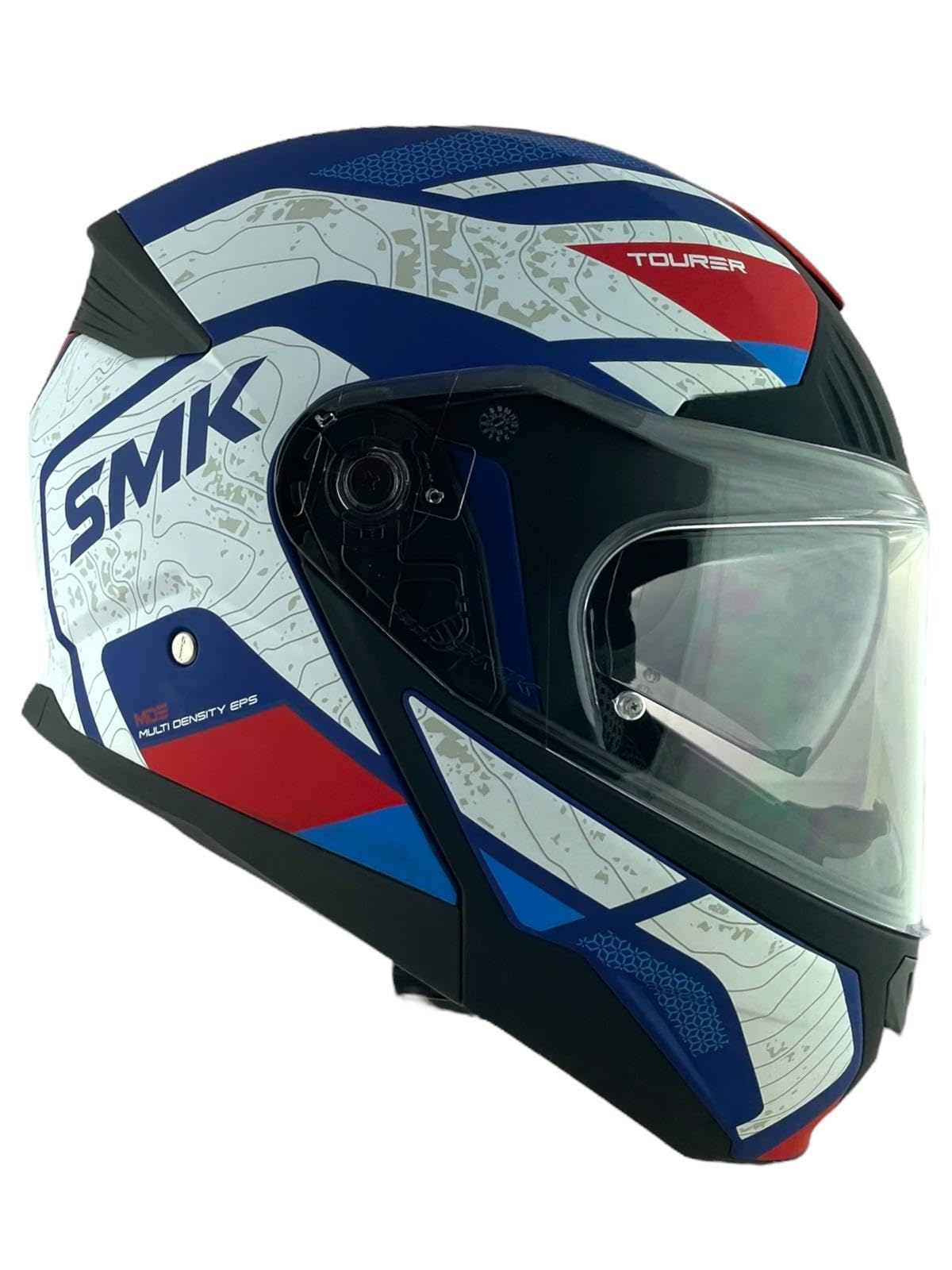 Casco modulare GULLWING Navigator bianco blu e rosso omologato 22.06 con doppia visiera P/J (4XL 67/68)